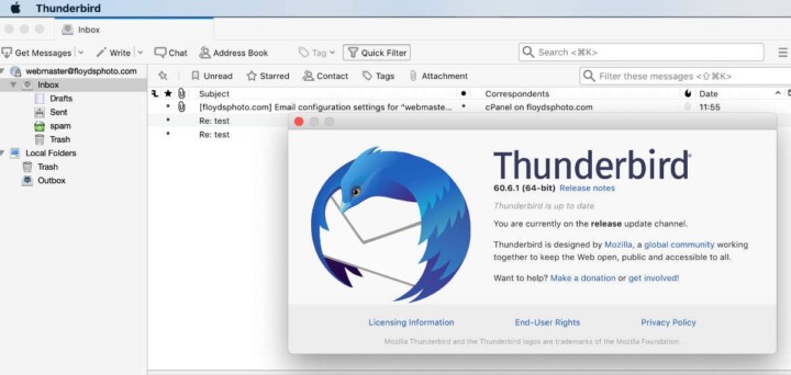 setarile in Thunderbird